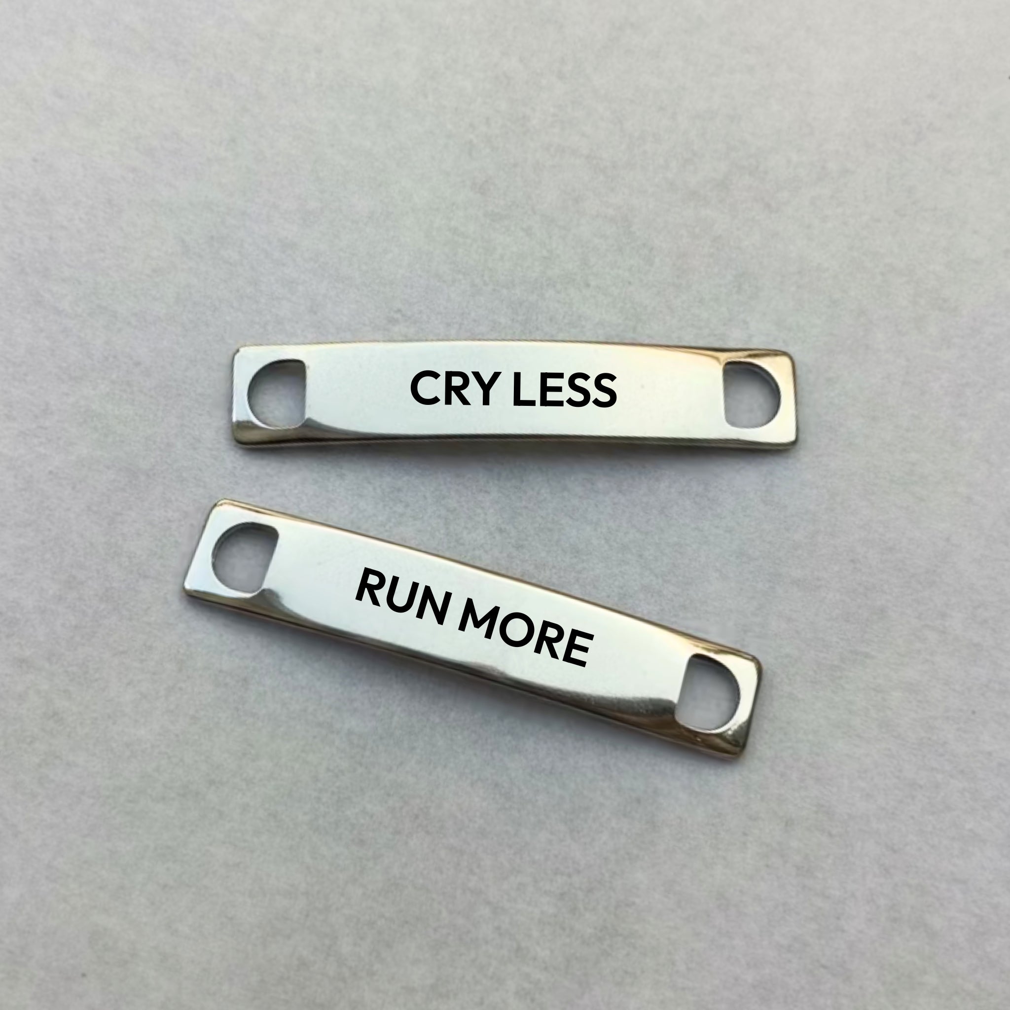Shoe Tags "CRY LESS - RUN MORE"
