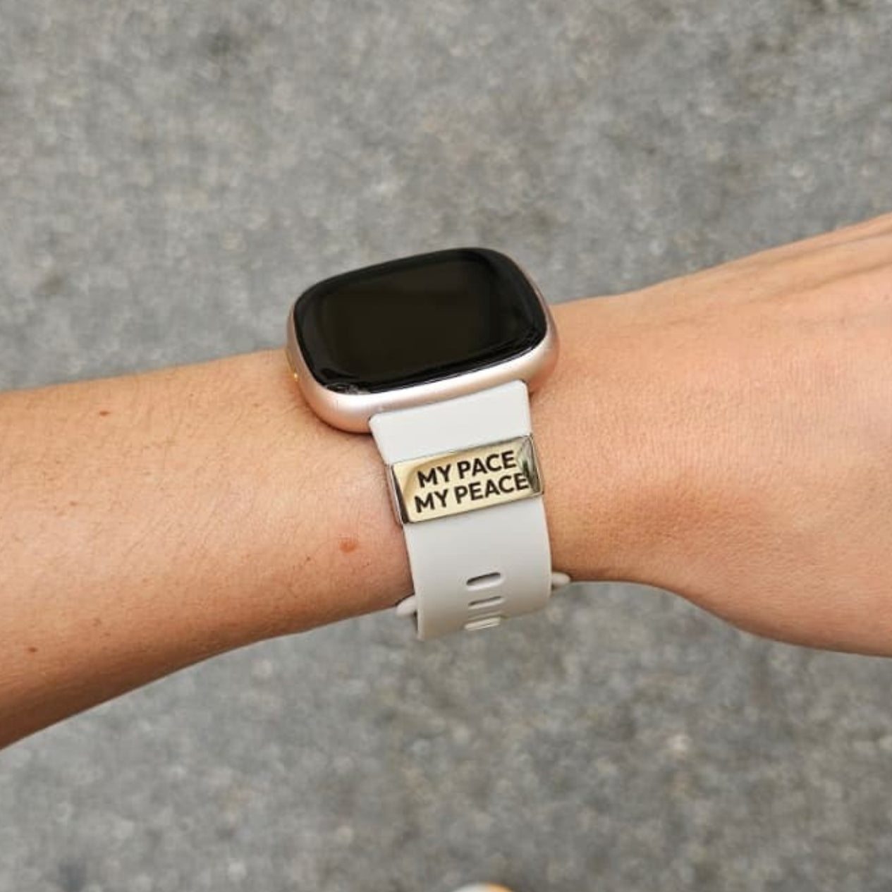 Watch Tag gravé My pace My peace, accessoire pour montre de sport, motivation running